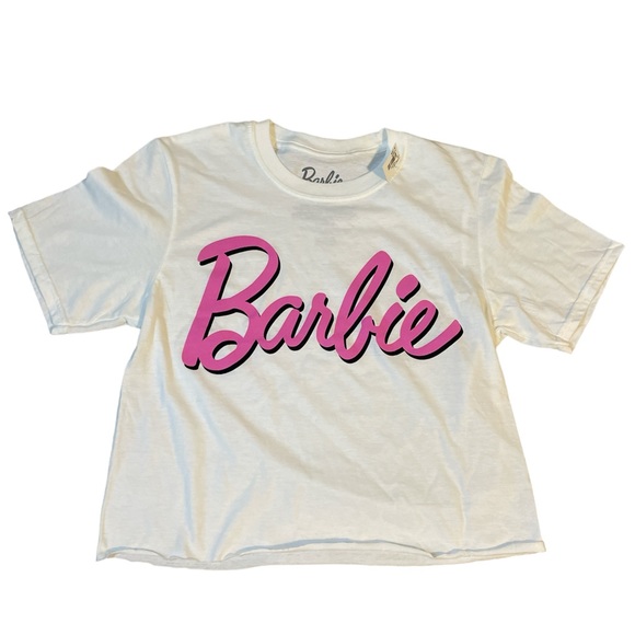 Juniors' Barbie Classic Logo Cropped Graphic Tee nwt small - Picture 4 of 4